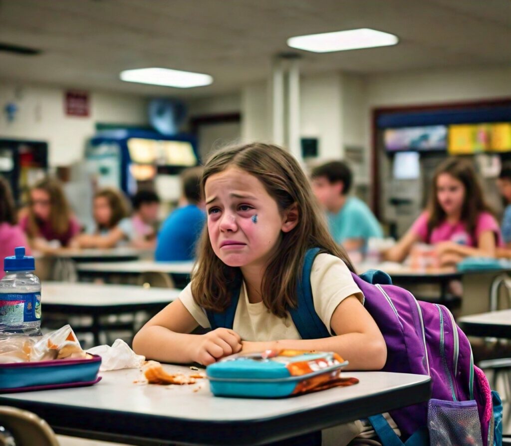A young girl crying due to bullying 
